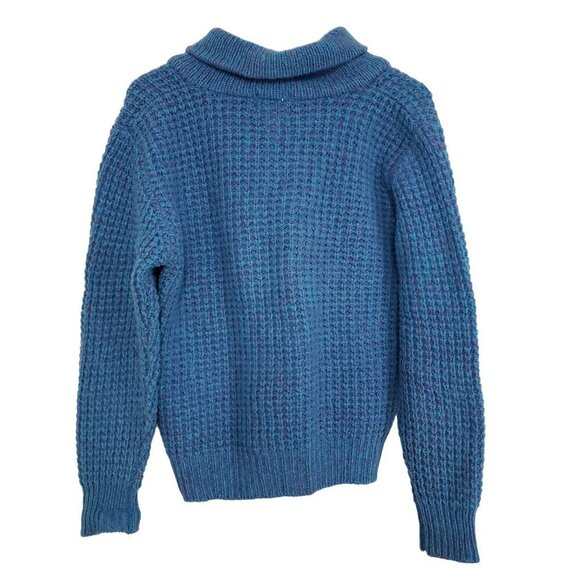 Woolrich Shawl Collar Sweater Wool Blend Blue Knit Pullover Womens Sz Large - Picture 7 of 10